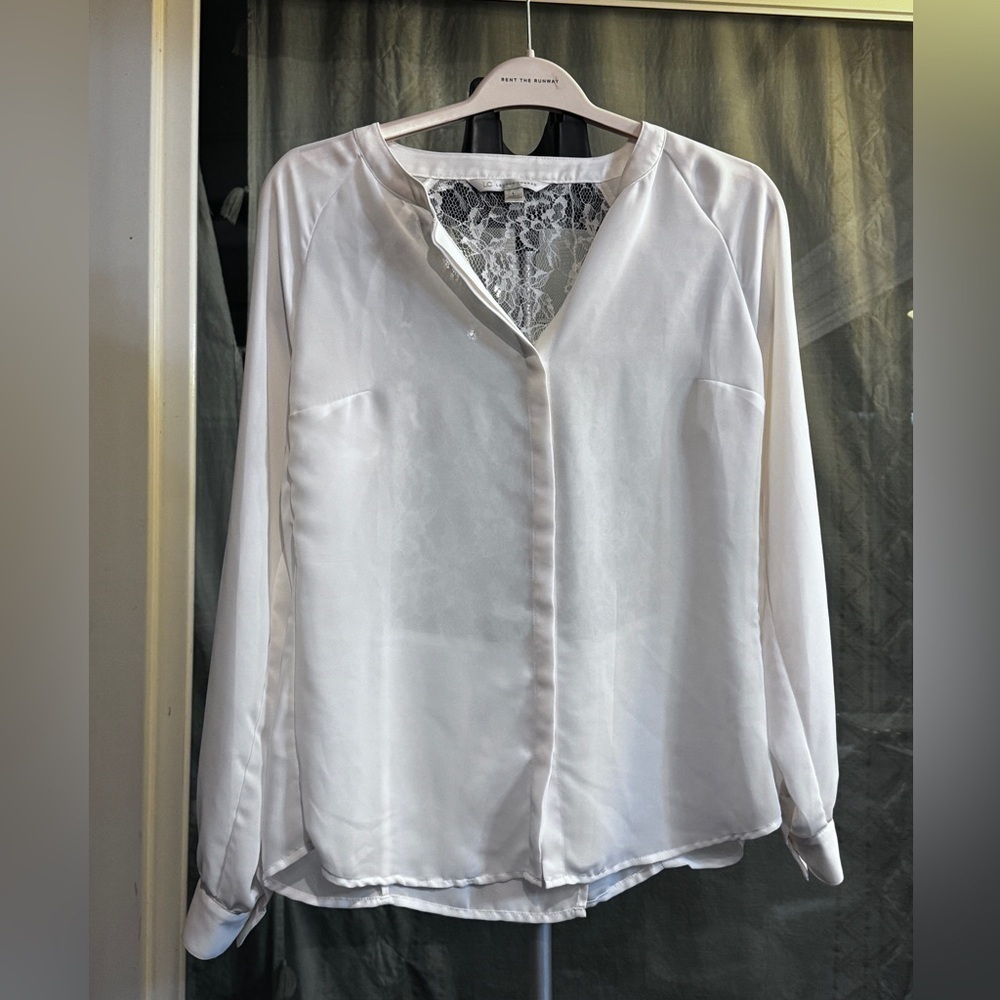 LC Lace Back Cream Blouse size large